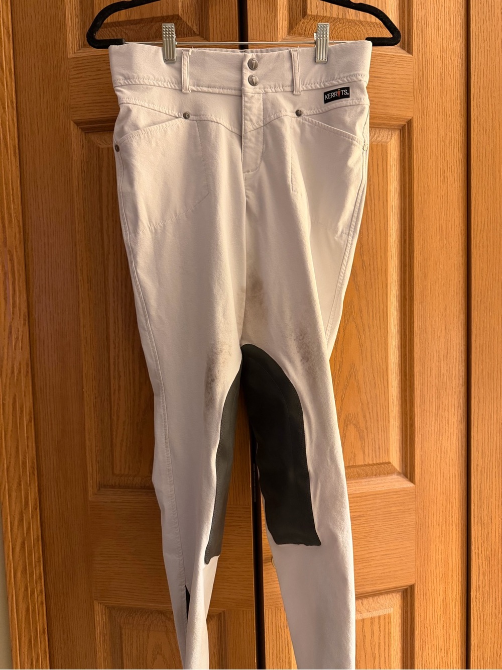Kerrits White Men's Riding Breeches with Black Knee Patch